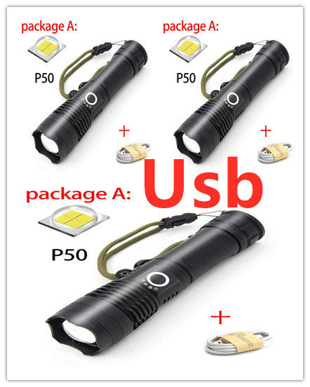 USB Charging Zoom P50 Flashlight