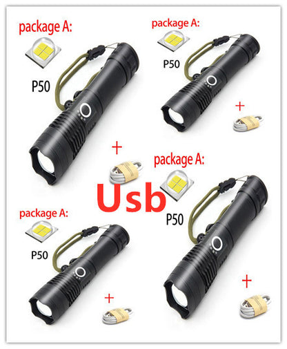 USB Charging Zoom P50 Flashlight