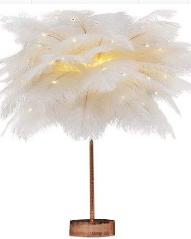 Feather Lamp Nordic Desk Lamp European-Style Bedroom Bedside Feather Table Lamp Night Light Table Lamp Decoration Modern