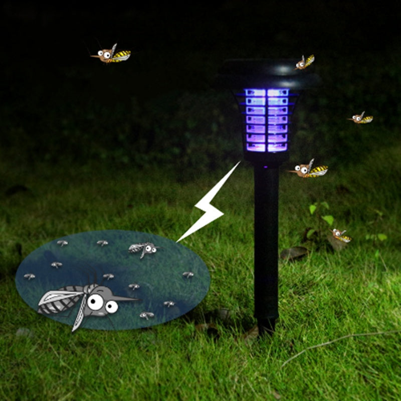 Solar Led Rechargeable Anti-Mosquito Lamp Electronic Fly Bug Zapper Insect Pest  Uv Trap Outdoor Garden Lawn Lamp